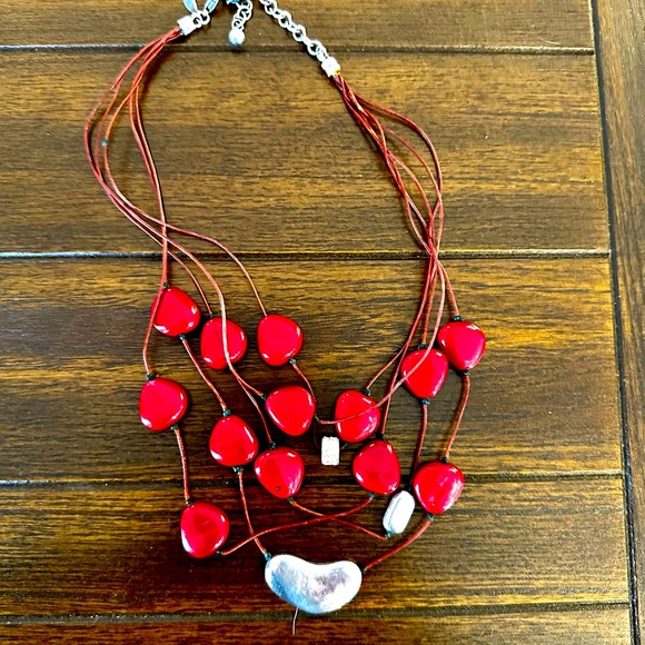 Chico's Jewelry Chicos Red Beaded Choker Necklace Poshmark